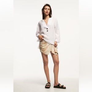 Zara Buttoned Linen Blouse